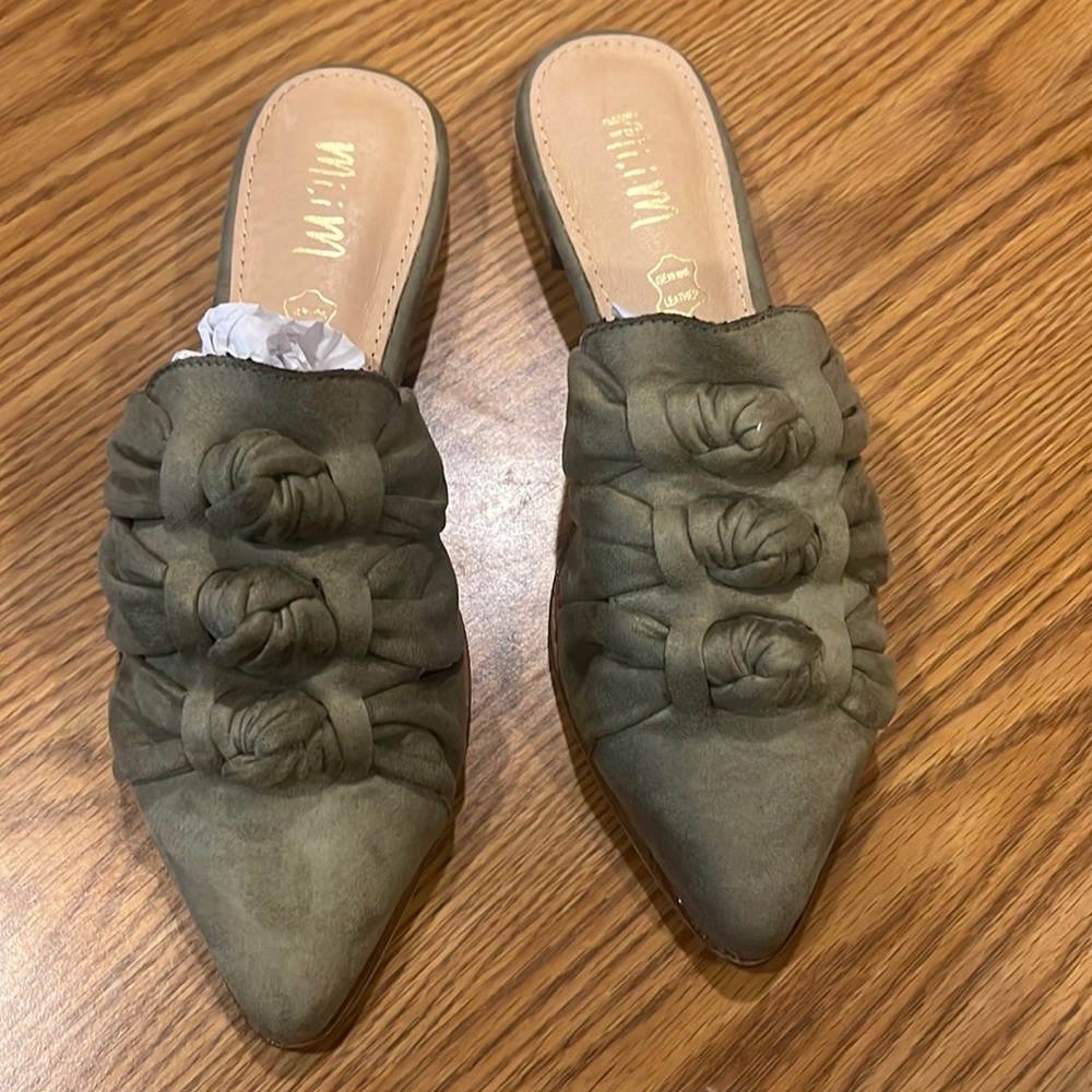 Mi.iM the Jenelle Olive Green Mules
